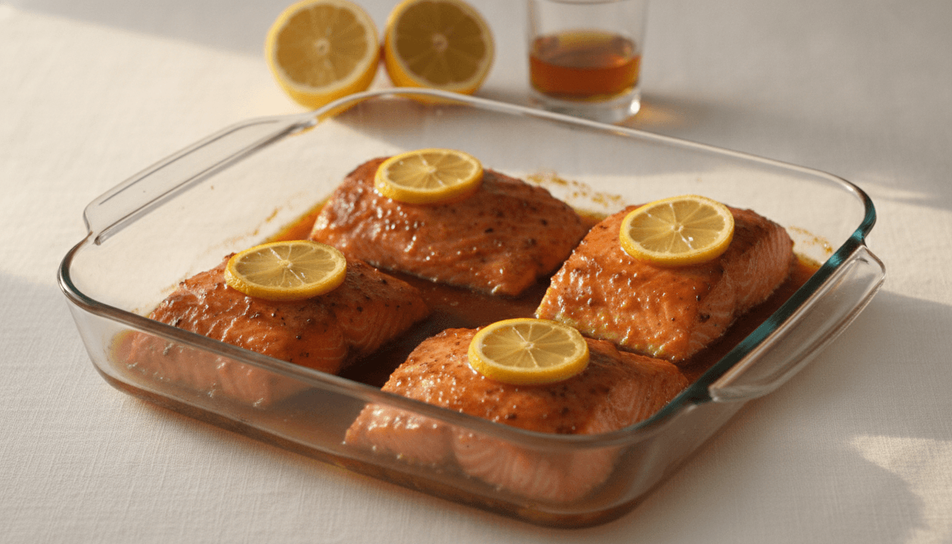 Baked Bourbon Glazed Salmon